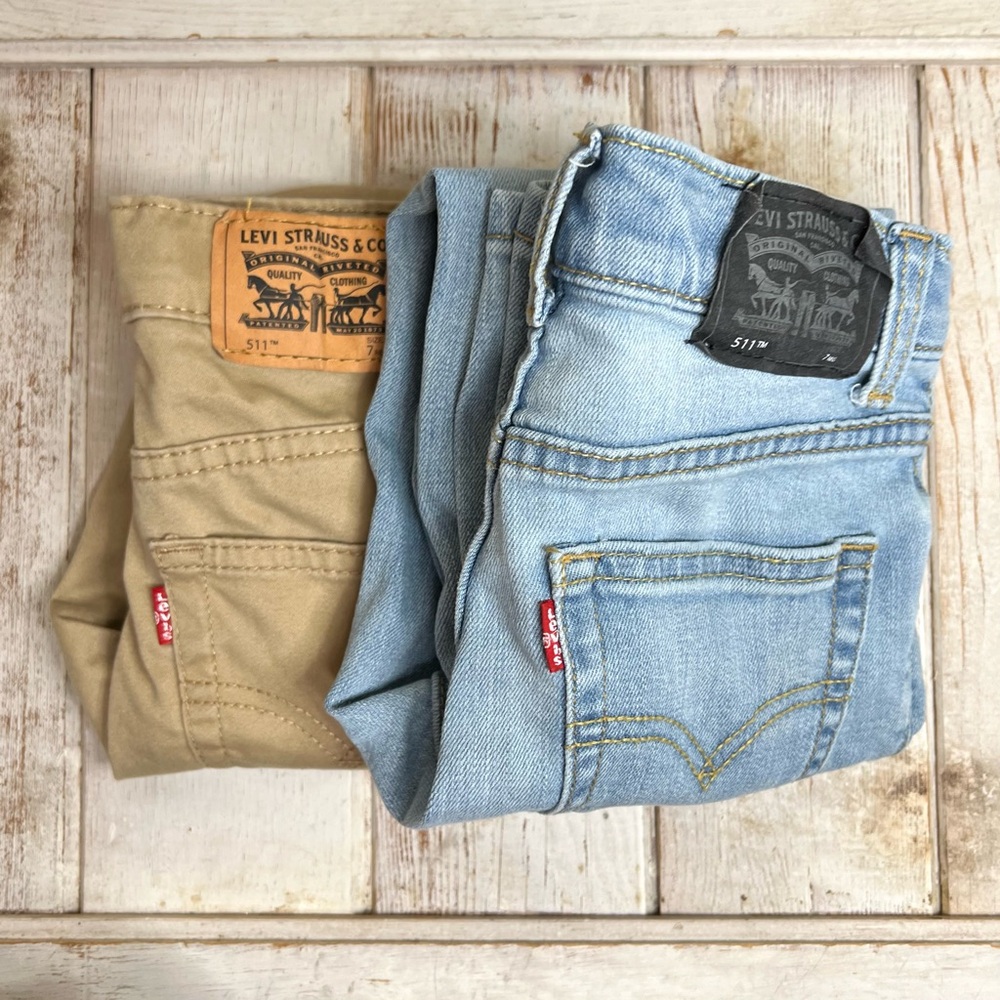 Levi's Boys 2-Pack 511 Slim Jeans - Light Blue and Khaki